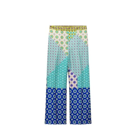 ZARA CROPPED TROUSERS WITH PATCHWORK PRINT MULTICOLORED SIZE L | 3218/229 - Picture 2 of 5